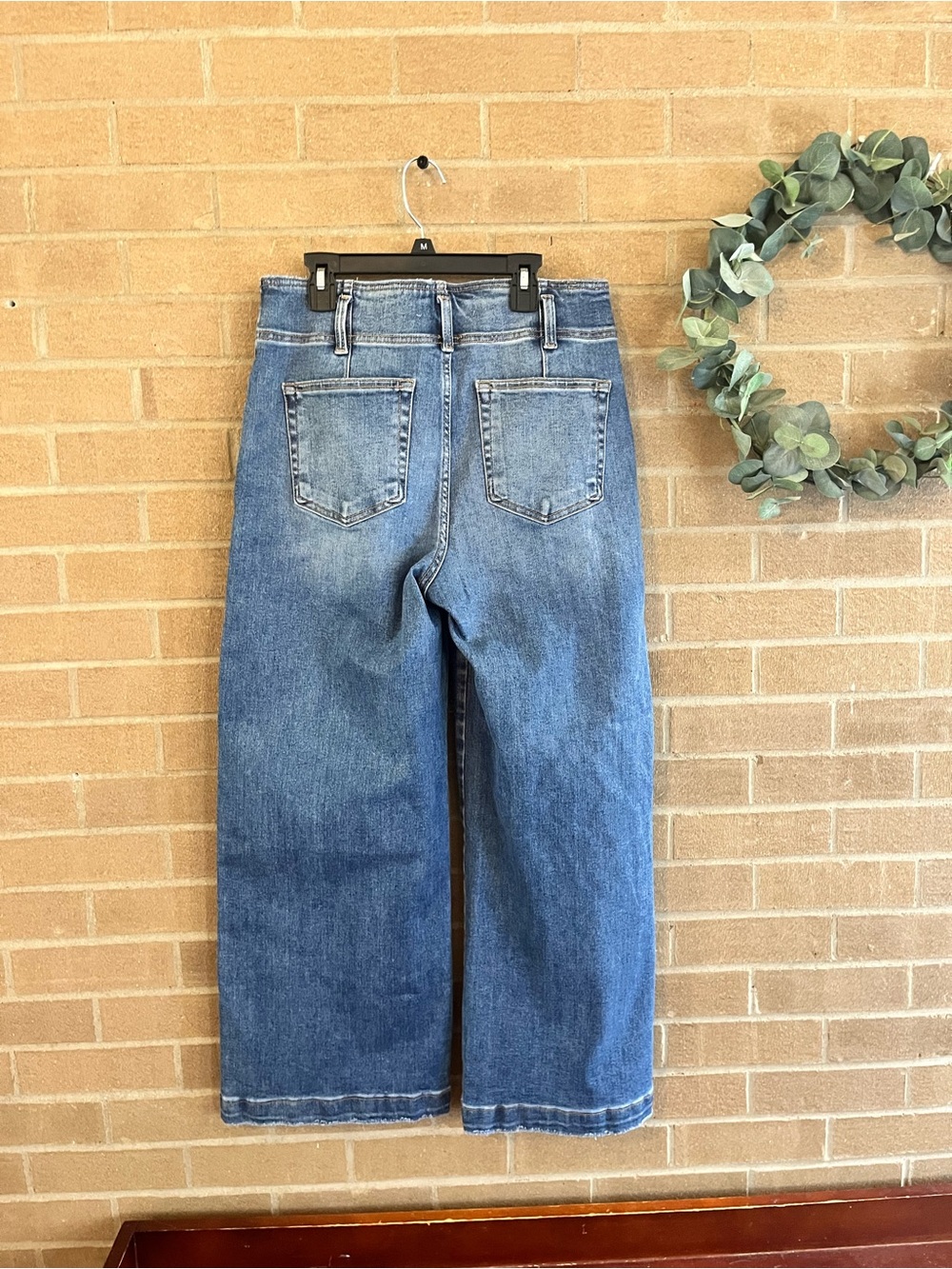 Risen High-Rise Wide Leg Jeans in Medium Blue - Picture 4 of 4